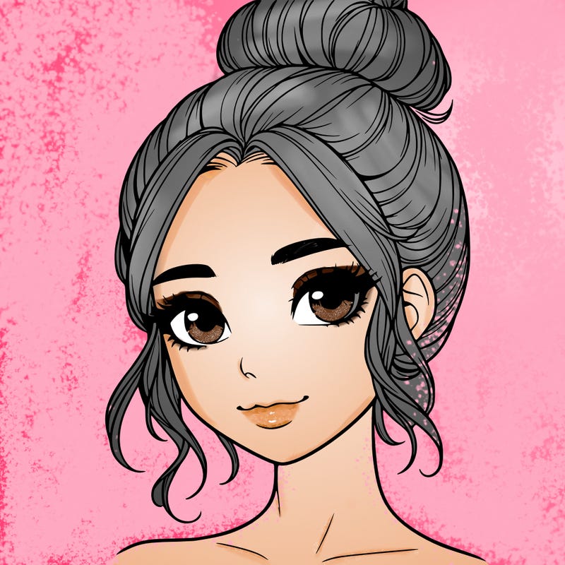 realistic pretty girl with hair in bun