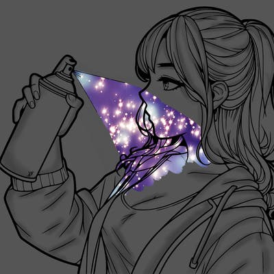 a realistic girl spray, painting