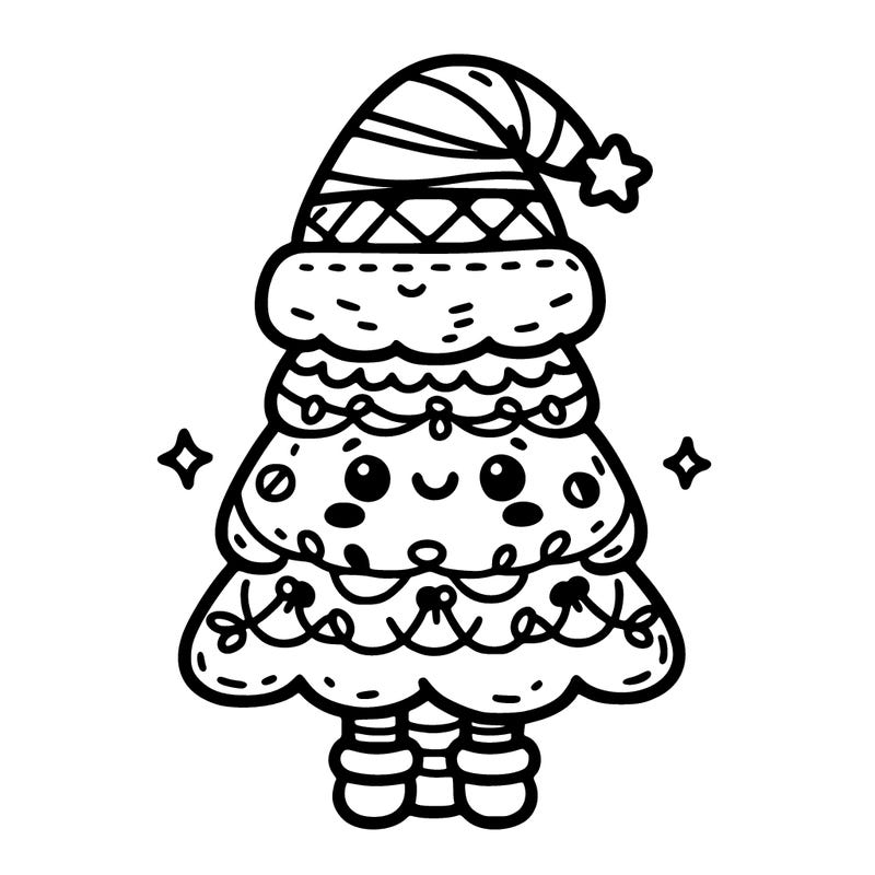 cute christmas tree easy coloring