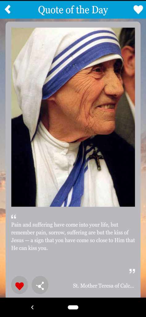 Quote of the Day featuring Mother Teresa in the My Catholic Life app