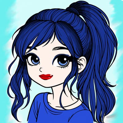 realistic girl with ponytail