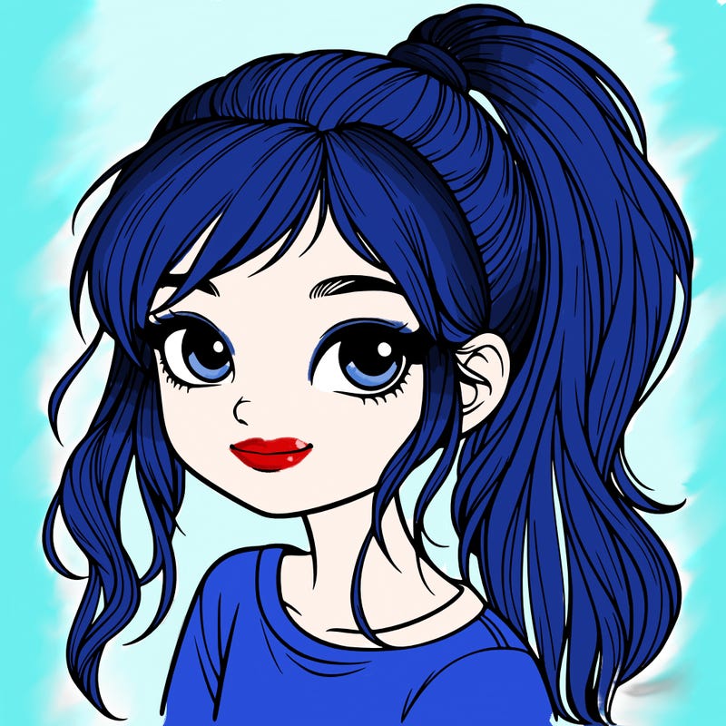 realistic girl with ponytail