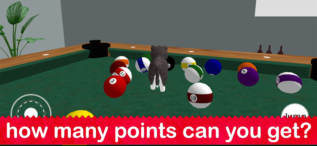 Dog Simulator 2022 - A digital dog on a pool table with billiard balls in Dog Simulator 2022