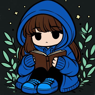 girl in oversized hoodie reading a book