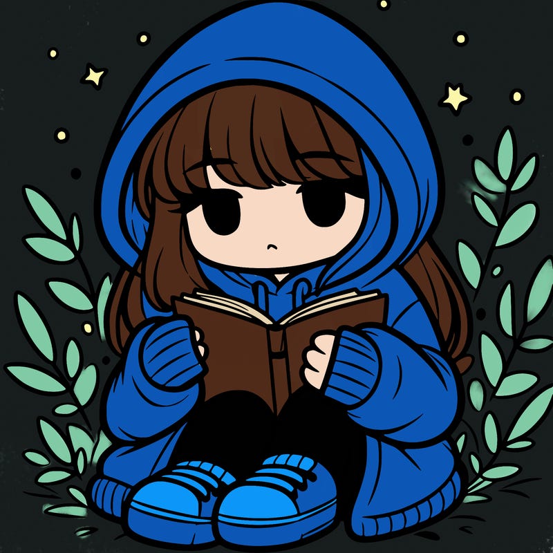 girl in oversized hoodie reading a book