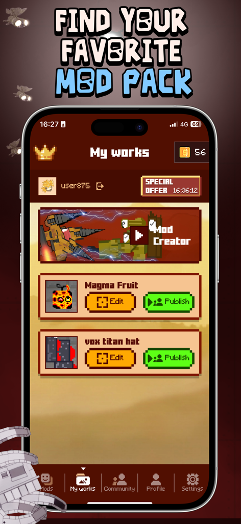 Pure Mods for Melon Playground - App interface for creating and editing custom mods for Melon Playground