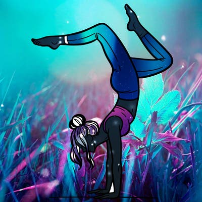 a woman doing a handstand