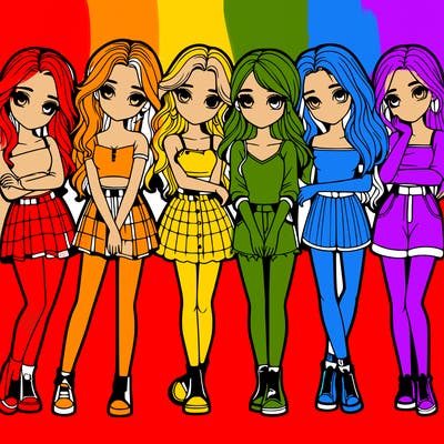 a group of girls realistic