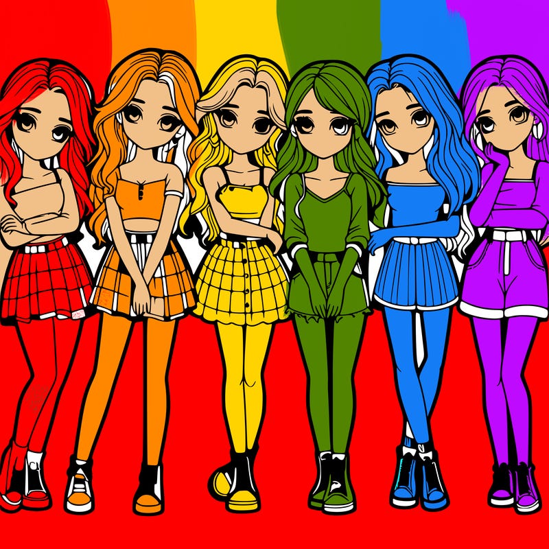 a group of girls realistic