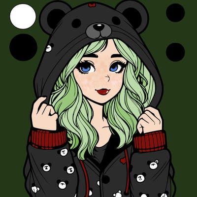 realistic girl in a animal pjs hoodie