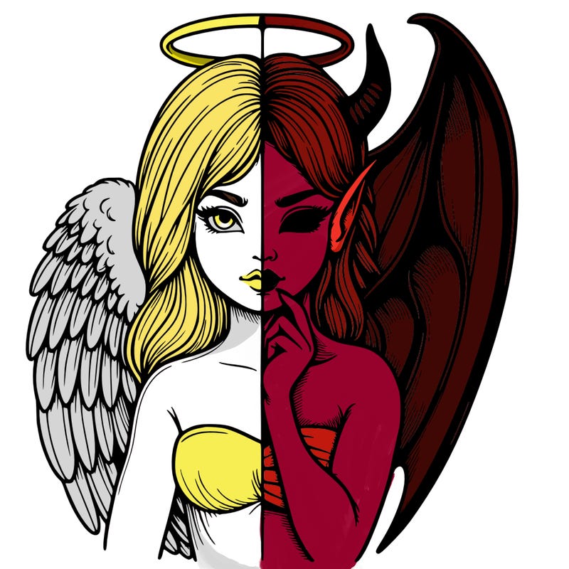 realistic angel half demon