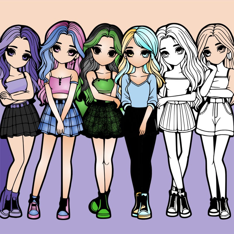 a group of girls realistic