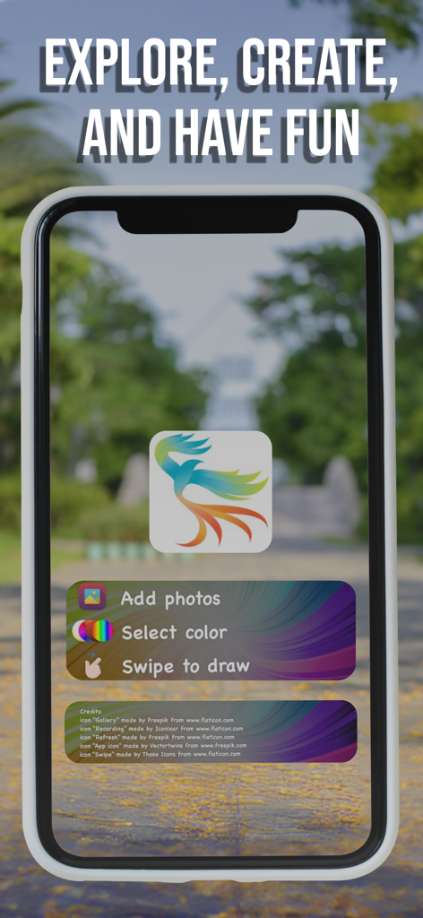 Magic Art - Augmented Reality - Magic Art app interface with options to add photos, select colors, and draw in augmented reality.