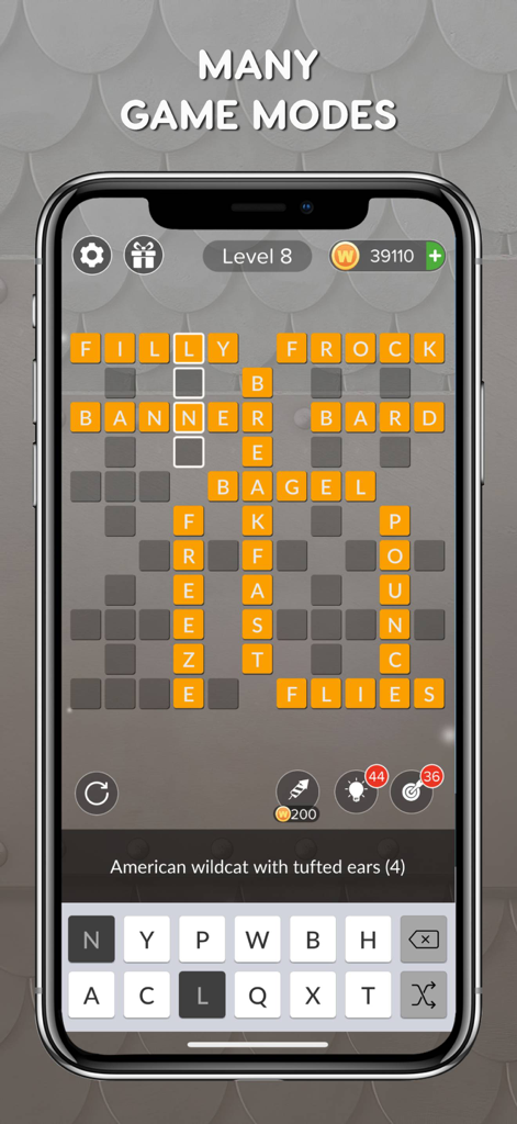 Mini Crossword Easy Daily - A mobile screenshot showing a crossword puzzle in progress within the Mini Crossword Easy Daily app.