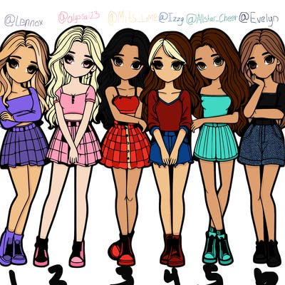 a group of girls realistic