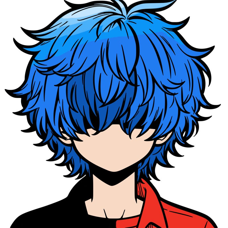 manga boy fluffy hair covering his eyes