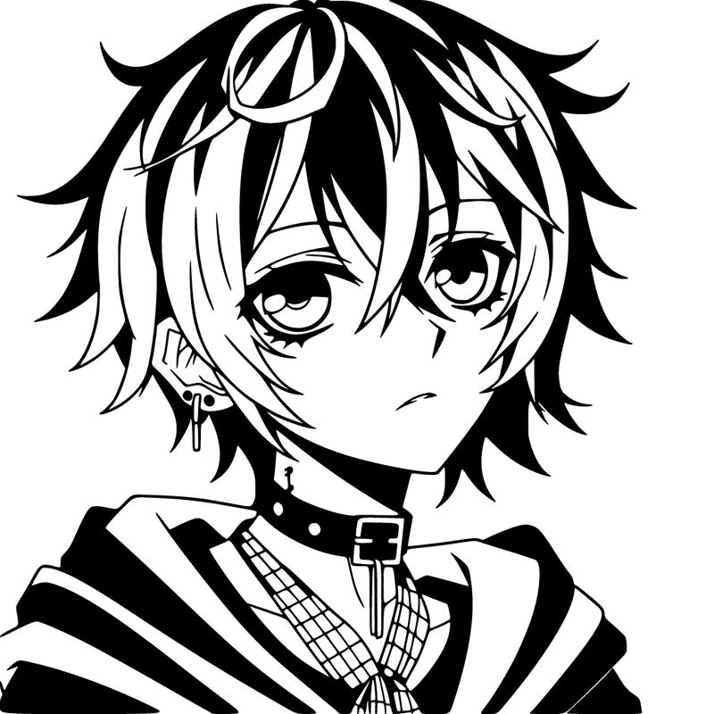 anime style goth boy