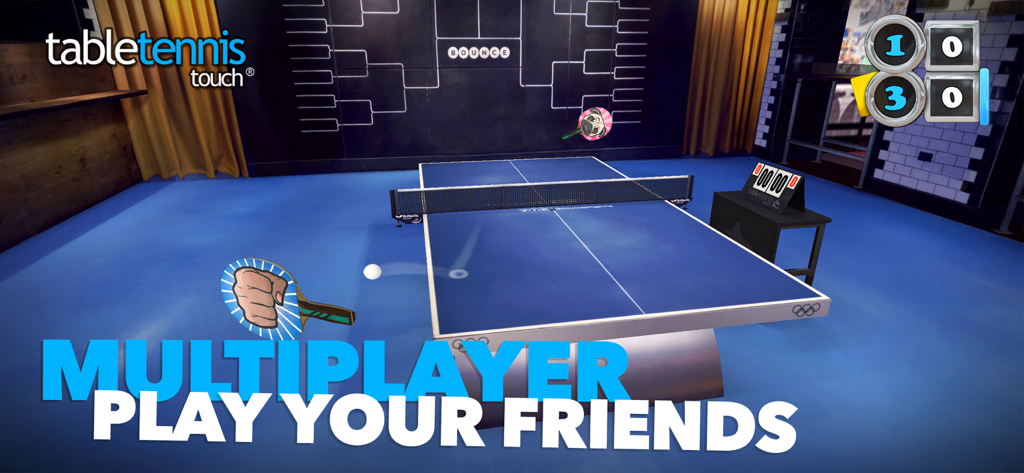 Table Tennis Touch - Captura de pantalla del juego Table Tennis Touch que muestra el modo multijugador para jugar con amigos