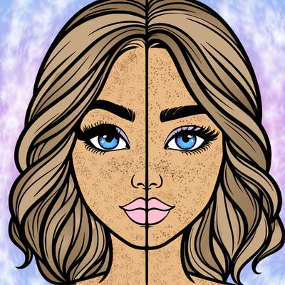 realistic girl split half