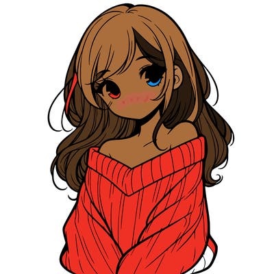 shy pretty girl wearing a sweater that is falling off one shoulder portrait