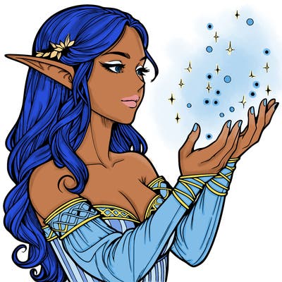 realistic elf girl doing magic