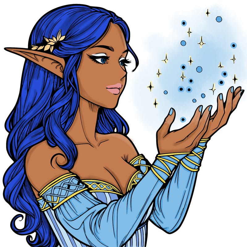 realistic elf girl doing magic