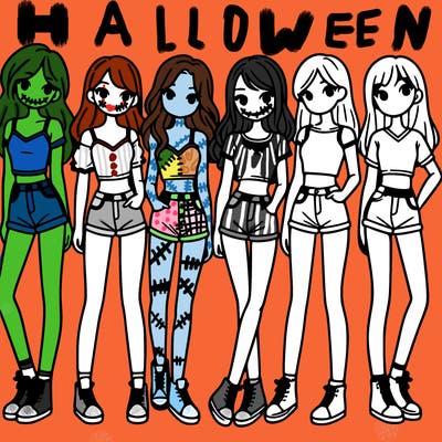 a group of girls wearing crop tops and shorts