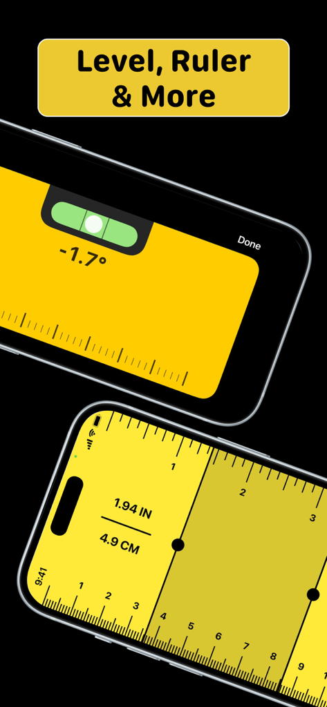 The Measure Aрр: AR Tape Ruler - Digital bubble level and ruler tools on mobile screens