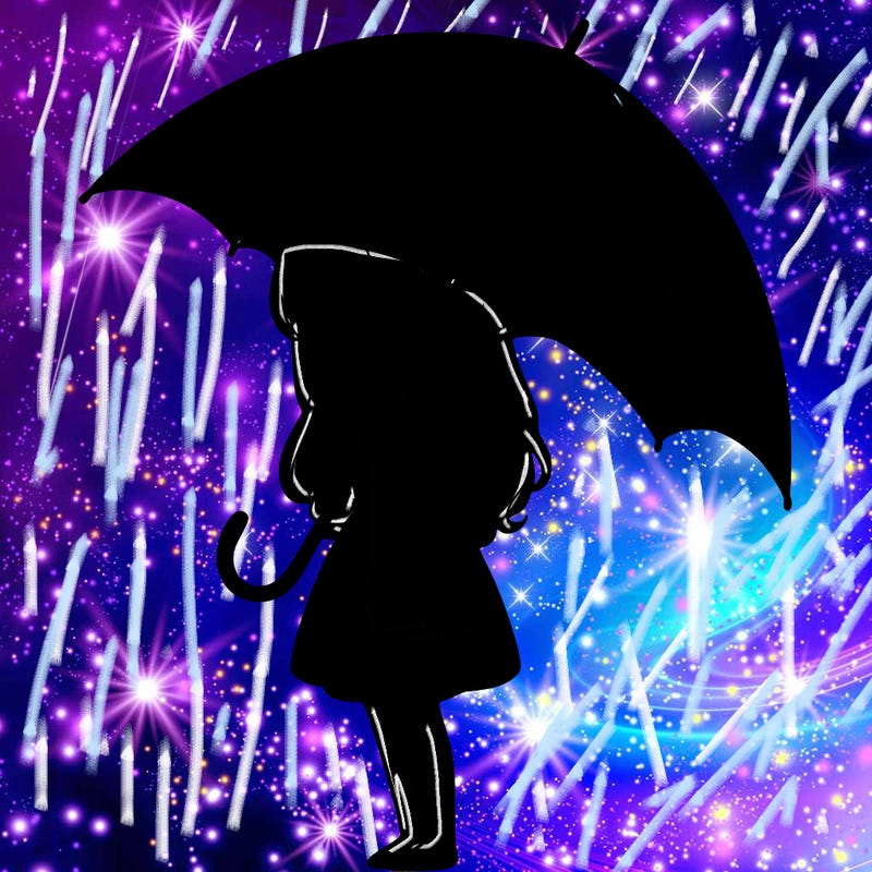 lonely girl holding black umbrella