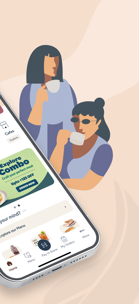 Third Wave Coffee India mobile app home screen with coffee offers and menu navigation