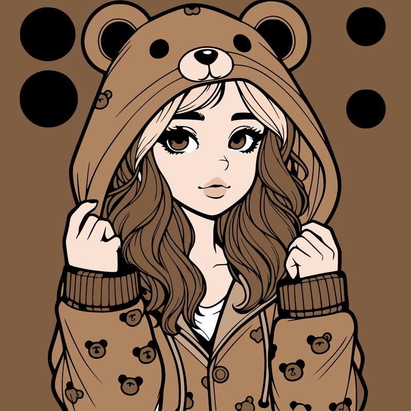 realistic girl in a animal pjs hoodie