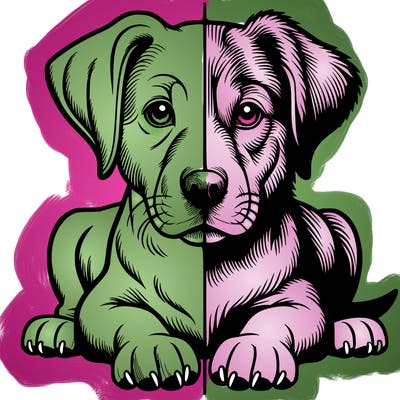 realistic dog split picture