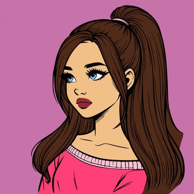 realistic girl with a high ponytail