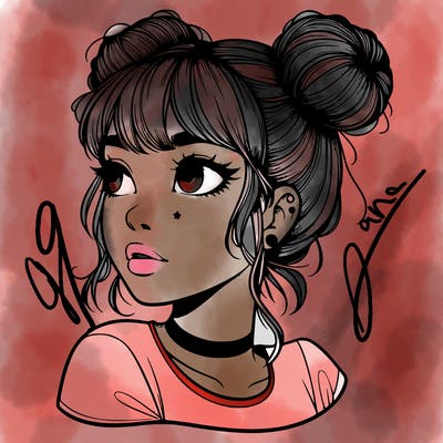 realistic girl with spacebuns