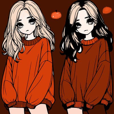 realistic girl with baggy sweater