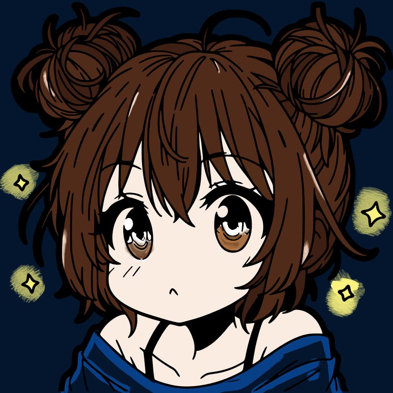 a manga girl with messy small buns