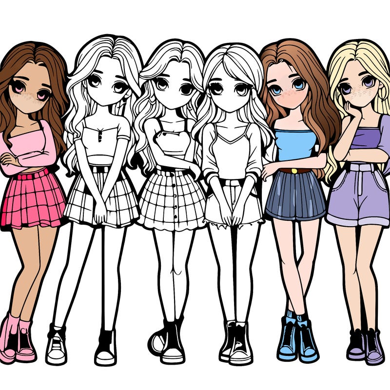 a group of girls realistic