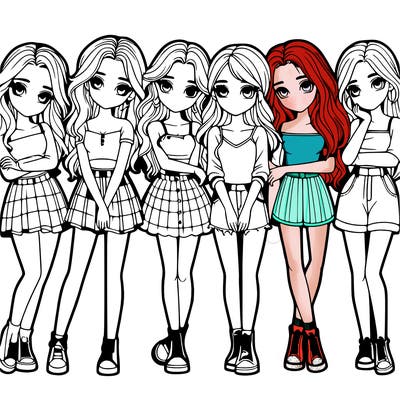 a group of girls realistic