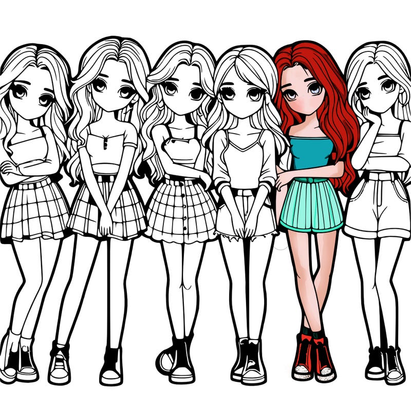 a group of girls realistic