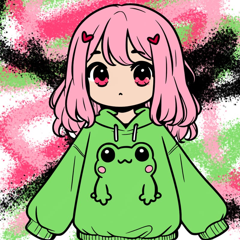 girl wearing frogging sweatshirt