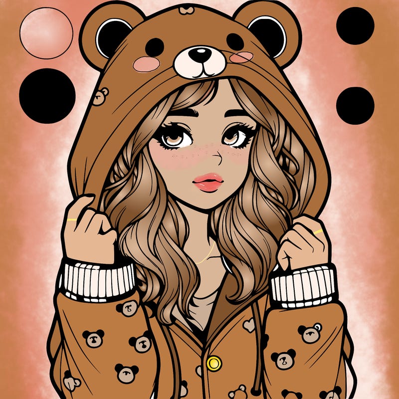 realistic girl in a animal pjs hoodie