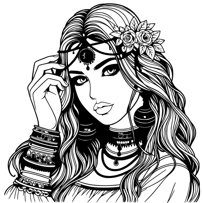 realistic beautiful mysterious gypsy girl