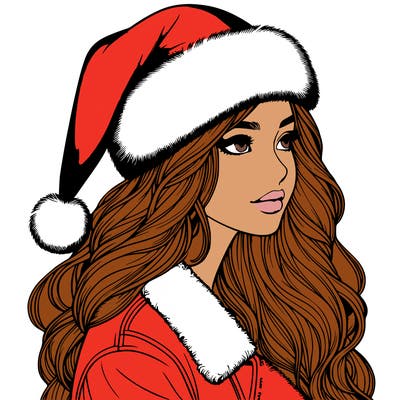 realistic girl in santa hat
