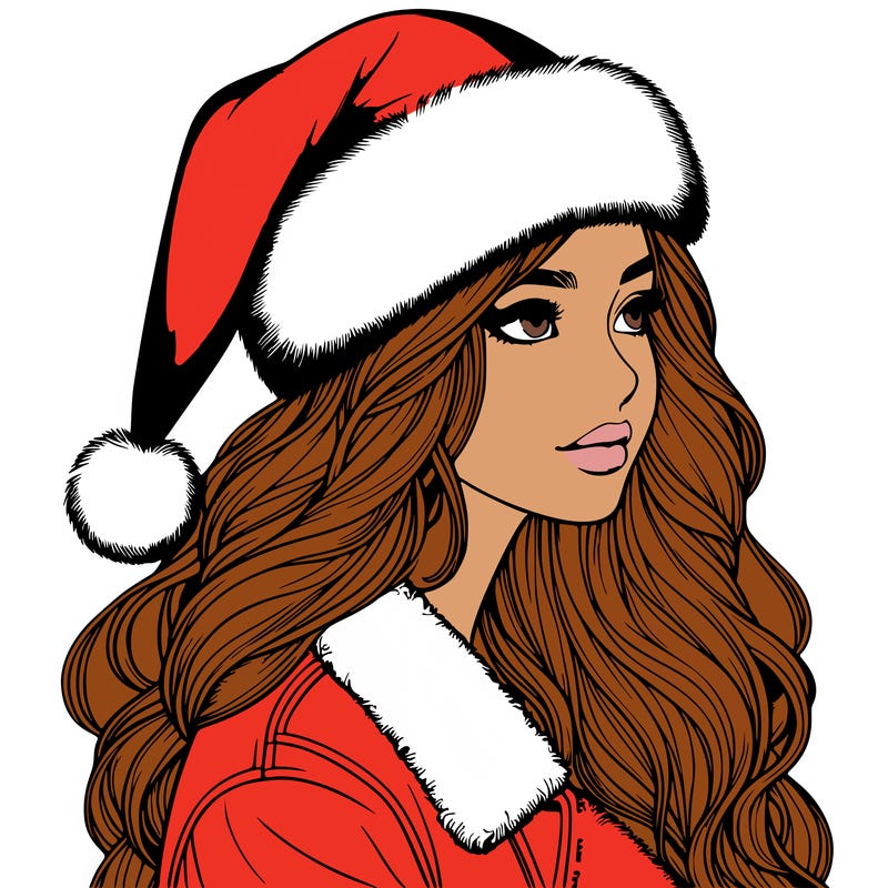 realistic girl in santa hat