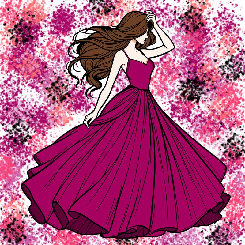 realistic woman with dress flowing in the wind