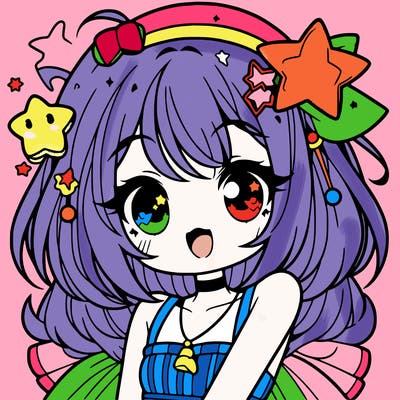 cute anime girl with star accessories