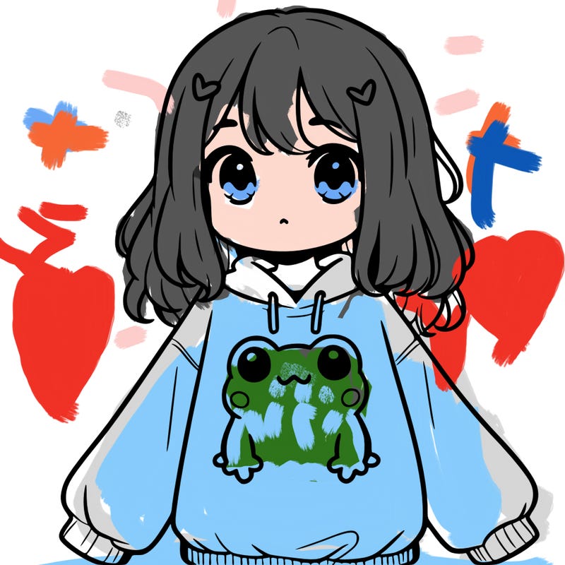 girl wearing frogging sweatshirt
