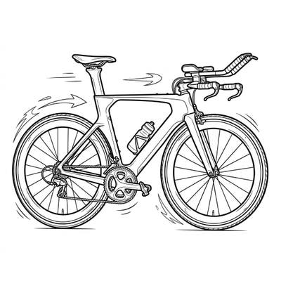 Dive into the world of professional cycling with this dynamic triathlon bike coloring page. Perfect for enthusiasts, this intricate design captures the essence of speed and aerodynamic engineering.