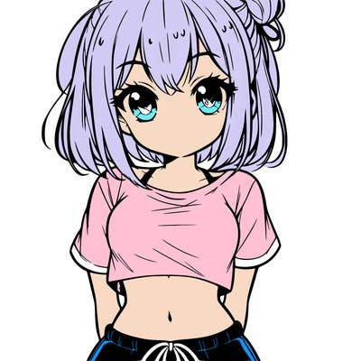 cute anime girl wearing crop top