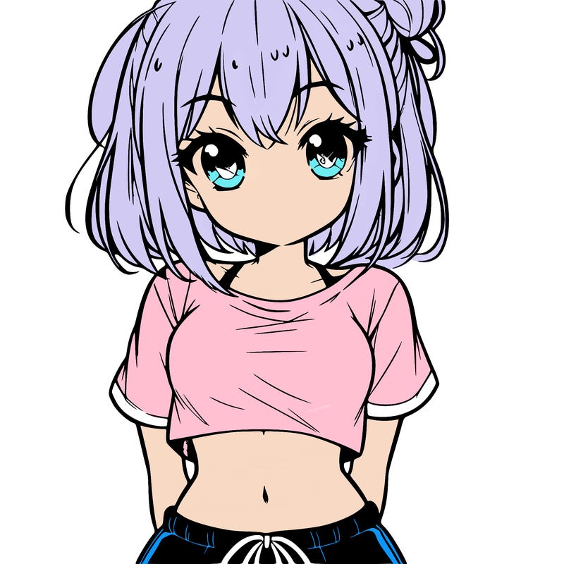 cute anime girl wearing crop top